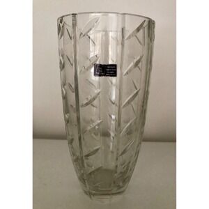 NEW SPIEGELAU FROSTED DOTS & CUT GERMAN CRYSTAL VASE ~ S CROWN MARK